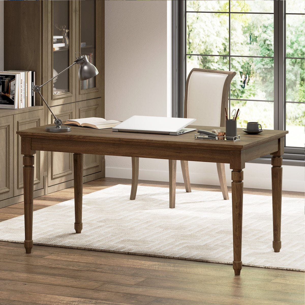Drawer Streamdale 60" Rustic Farmhouse Writing Desk with Drawer, Chestnut