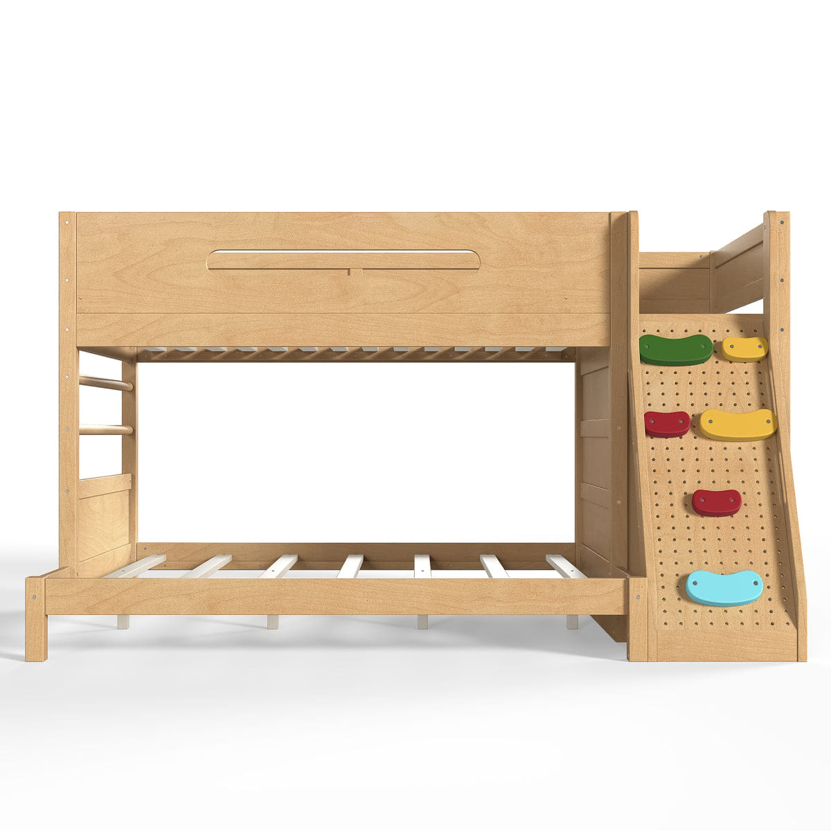 !SOLID Streamdale Solid Wood Twin over Full Bunk Bed with Wardrobe and Storage, Natural