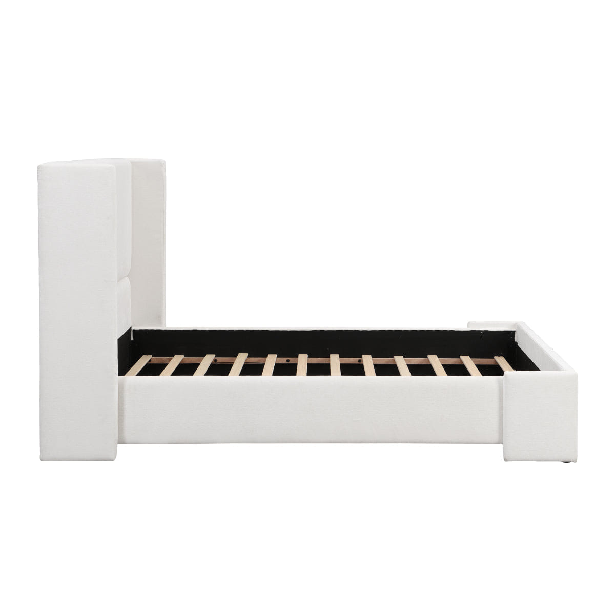 WHITE* Streamdale Elegant White Fabric Upholstered Bed with Tall Headboard, White, Queen