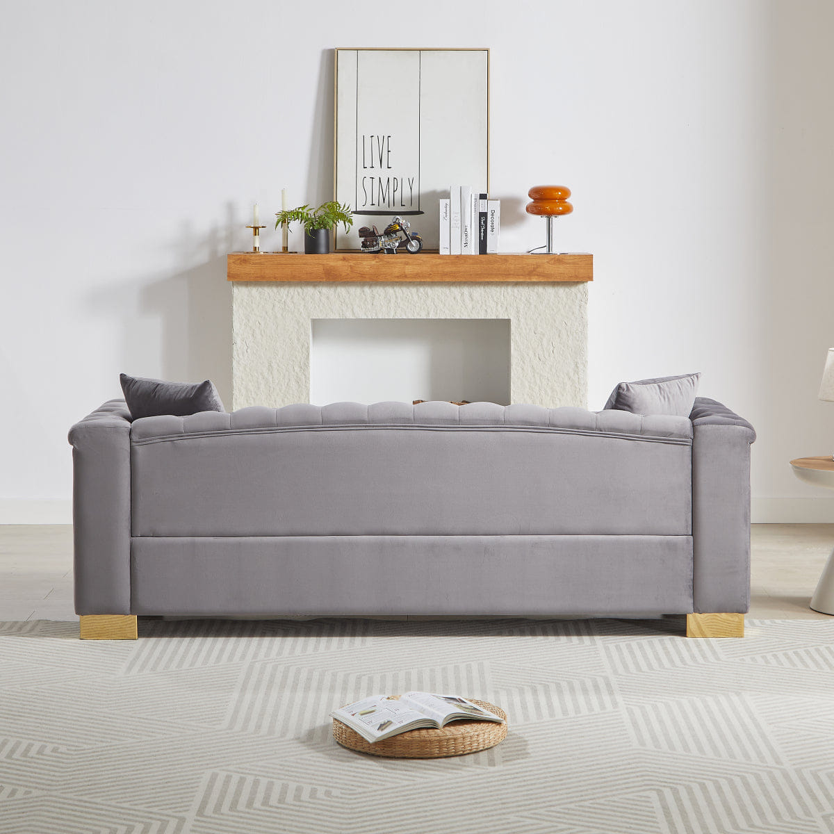 Chesterfield Streamdale Classic Modern 84" Velvet Chesterfield Sofa with Rolled Arms, Grey