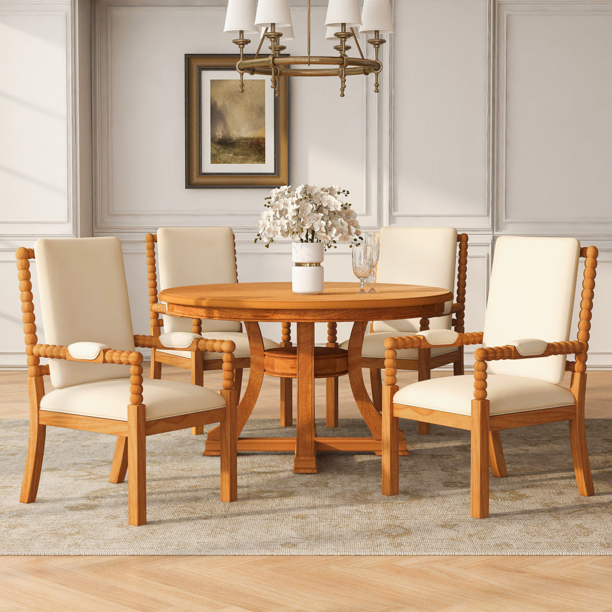 Retro Streamdale 5 - Piece Retro Extendable Dining Table Set with 4 Chairs (Natural)