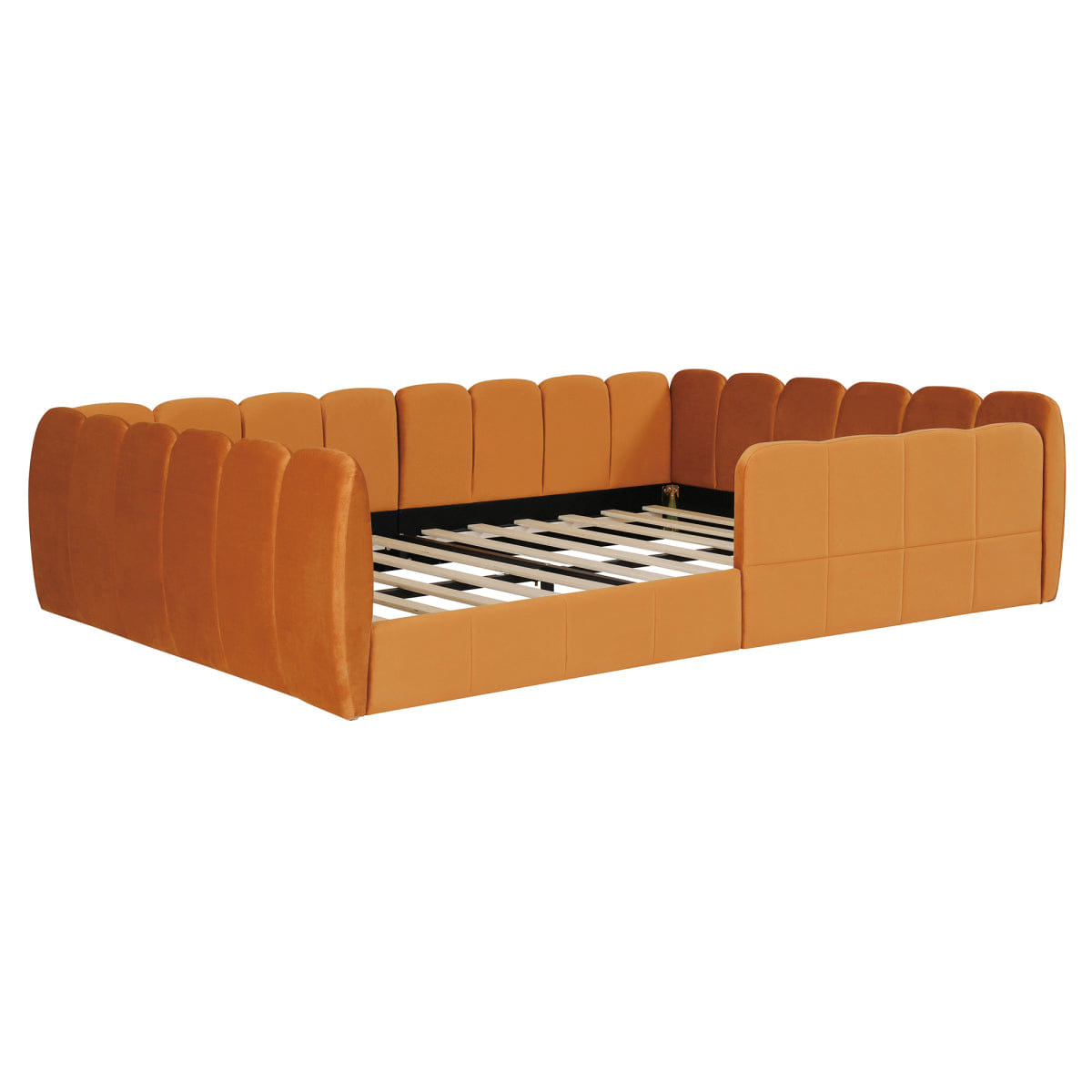 Velvet Streamdale Full Size Velvet Upholstered Floor Bed, Pumpkin Orange
