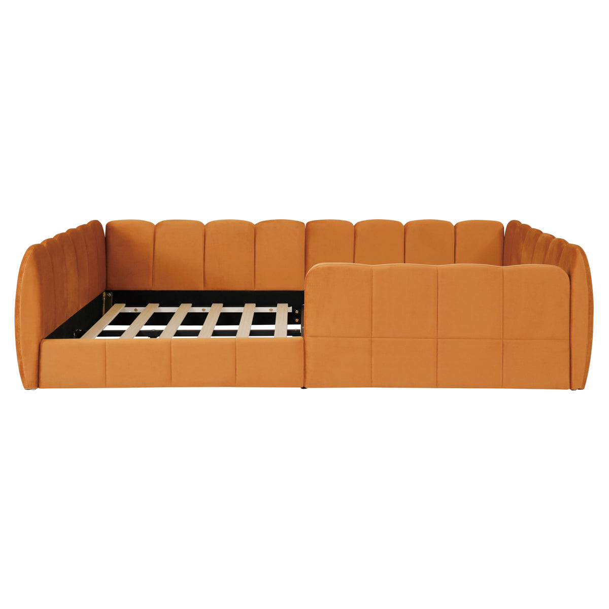 Velvet Streamdale Full Size Velvet Upholstered Floor Bed, Pumpkin Orange