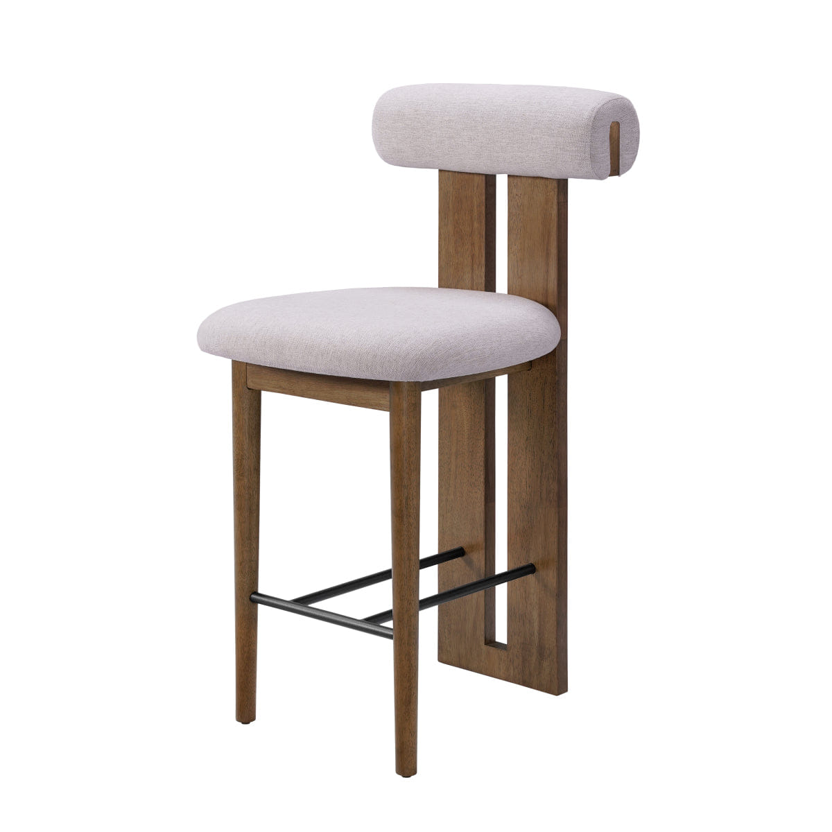 Back Streamdale Modern Split - Back Rubber Wood Counter Stool, Ivory, Set of 2