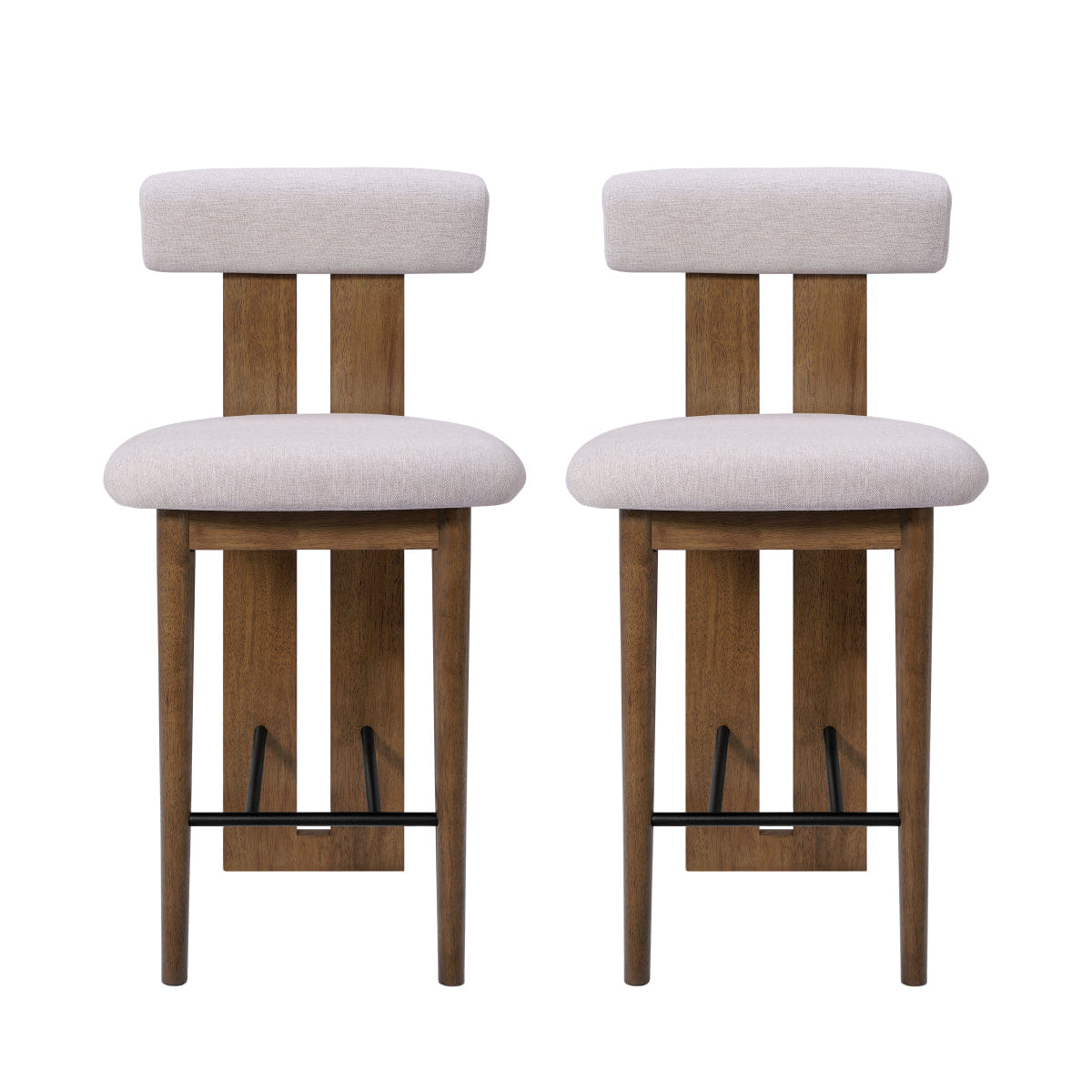 Back Streamdale Modern Split - Back Rubber Wood Counter Stool, Ivory, Set of 2