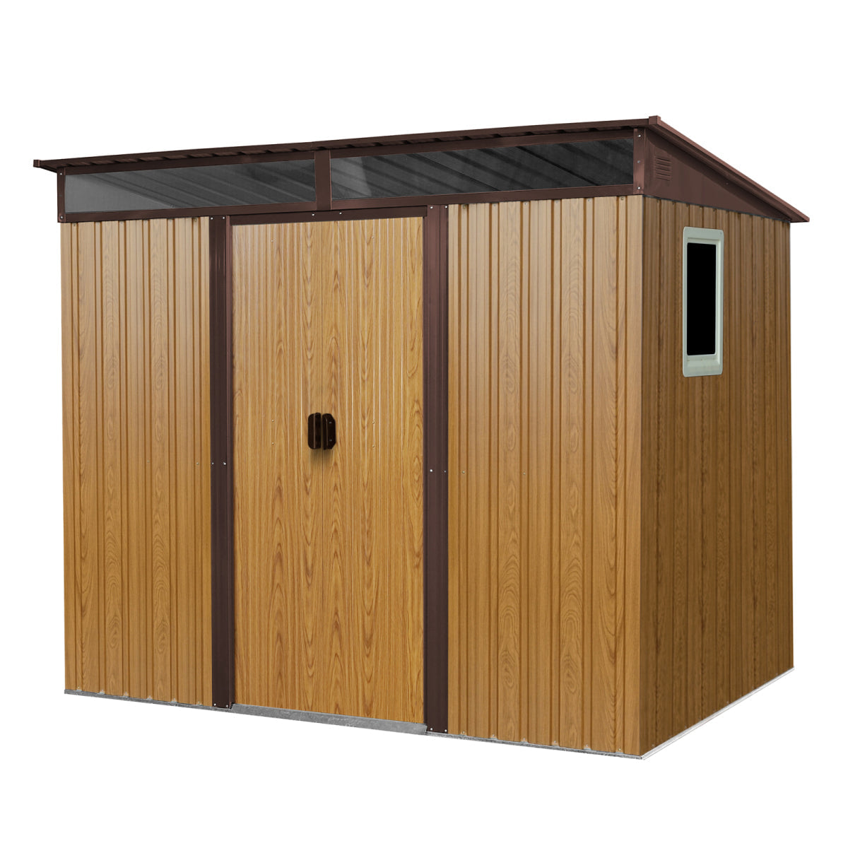OUTDOOR Streamdale 8ft x 6ft Outdoor Metal Storage Shed with Window (Coffee)