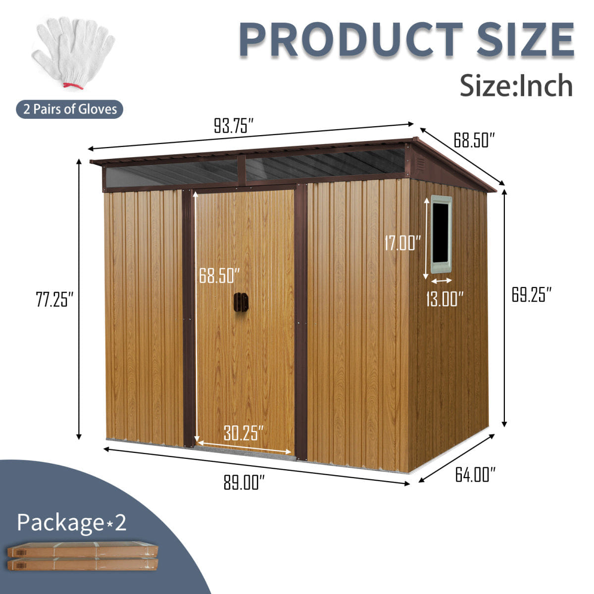OUTDOOR Streamdale 8ft x 6ft Outdoor Metal Storage Shed with Window (Coffee)