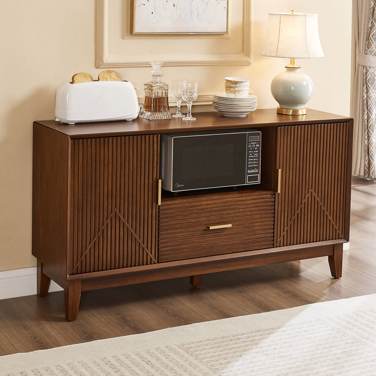 Drawer Streamdale Mid - Century Entertainment Center with Drawer and Cabinets