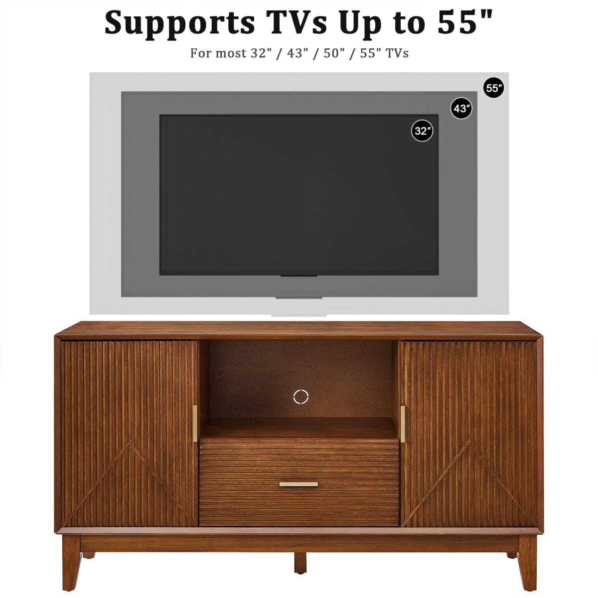 Drawer Streamdale Mid - Century Entertainment Center with Drawer and Cabinets
