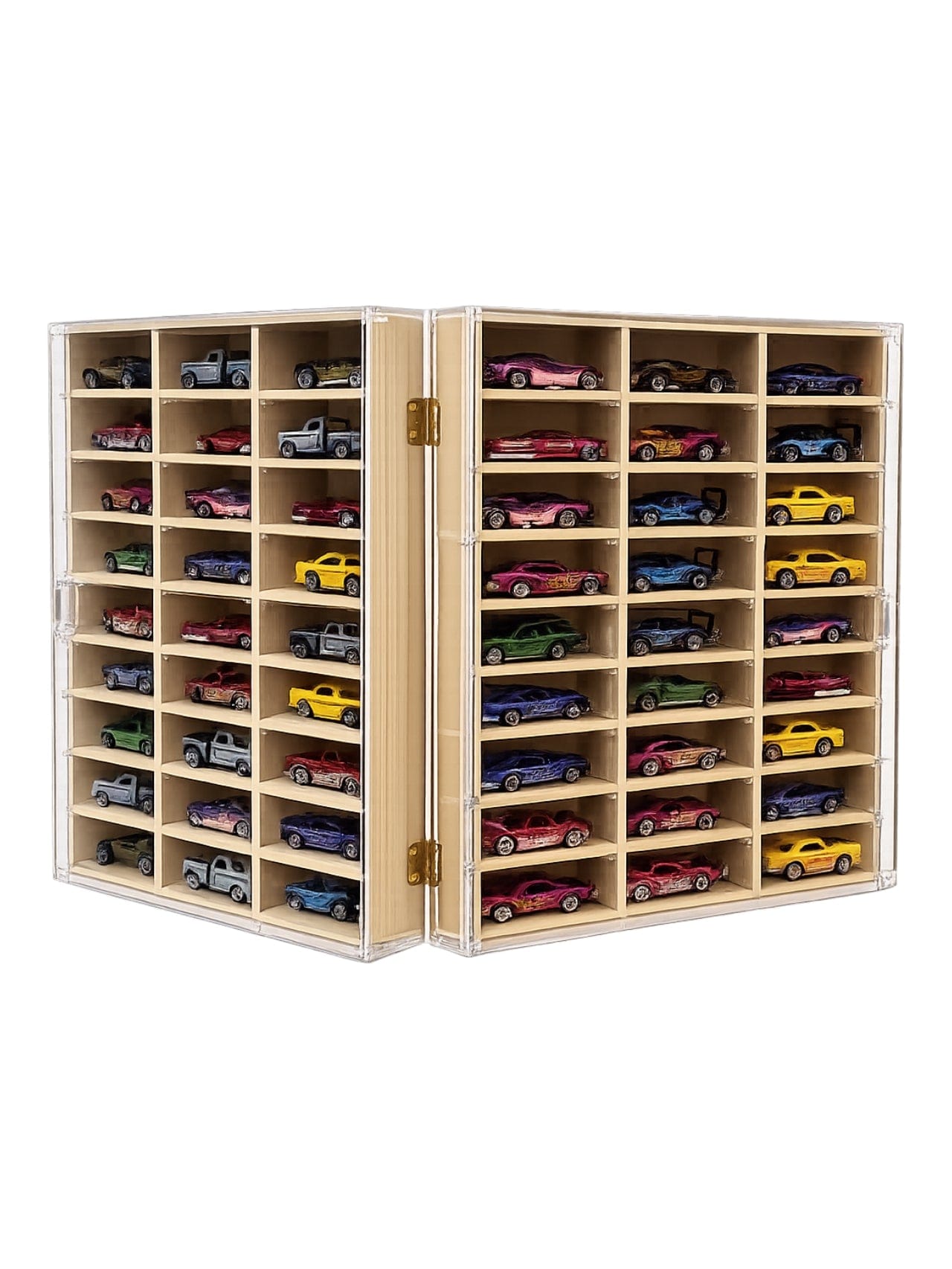 Scale Foldable Wooden 60 Compartment Car Storage Case 1:64 Scale