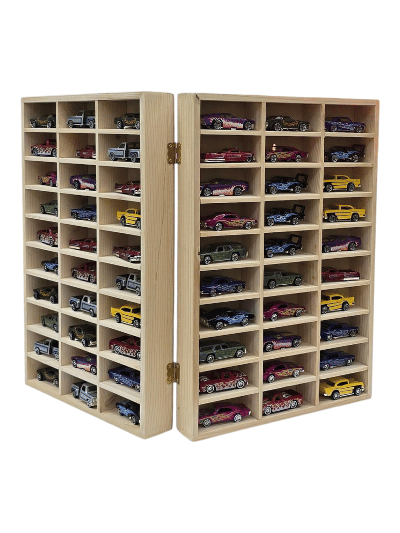 Scale Foldable Wooden 60 Compartment Car Storage Case 1:64 Scale