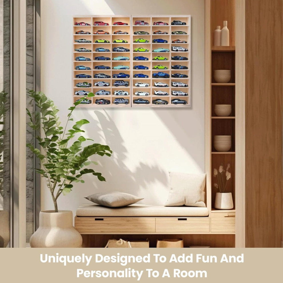 Scale Foldable Wooden 60 Compartment Car Storage Case 1:64 Scale