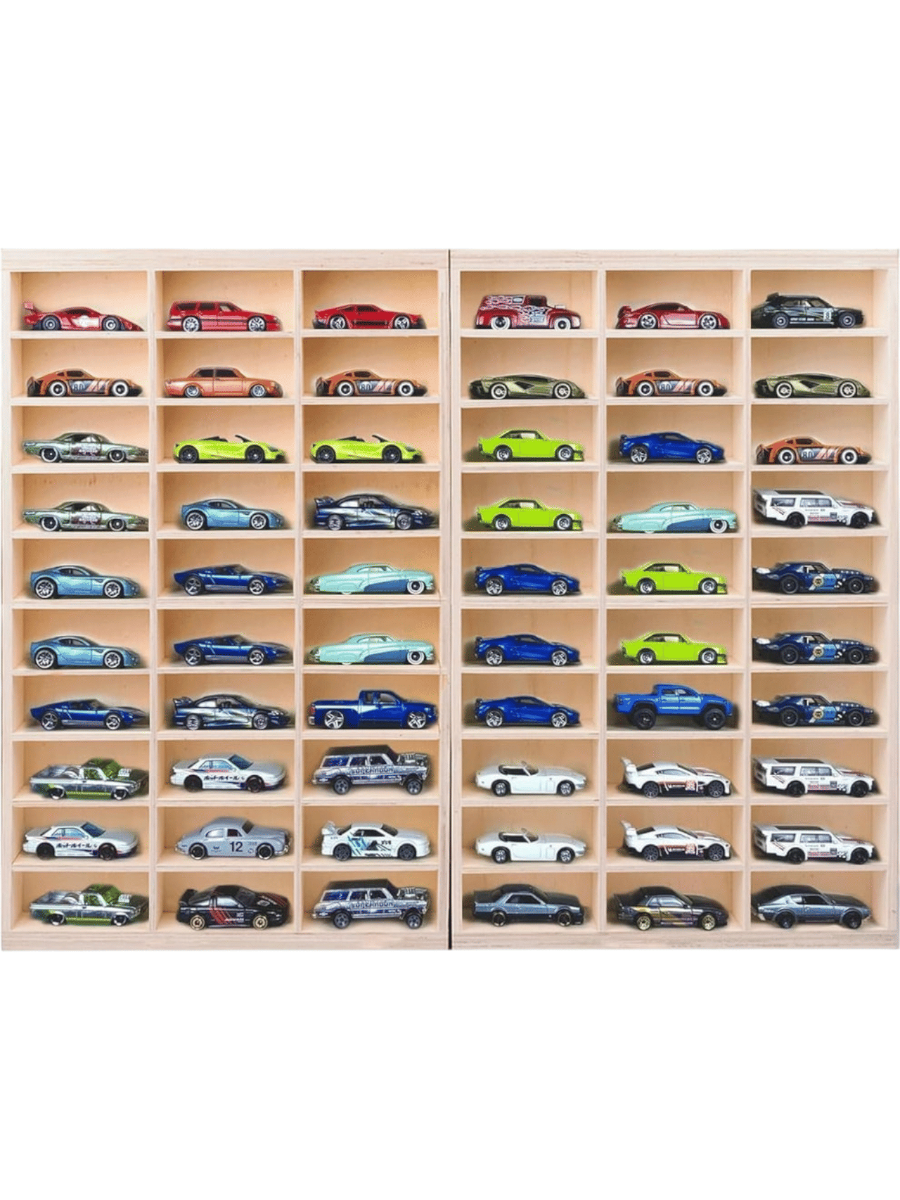 Scale Foldable Wooden 60 Compartment Car Storage Case 1:64 Scale
