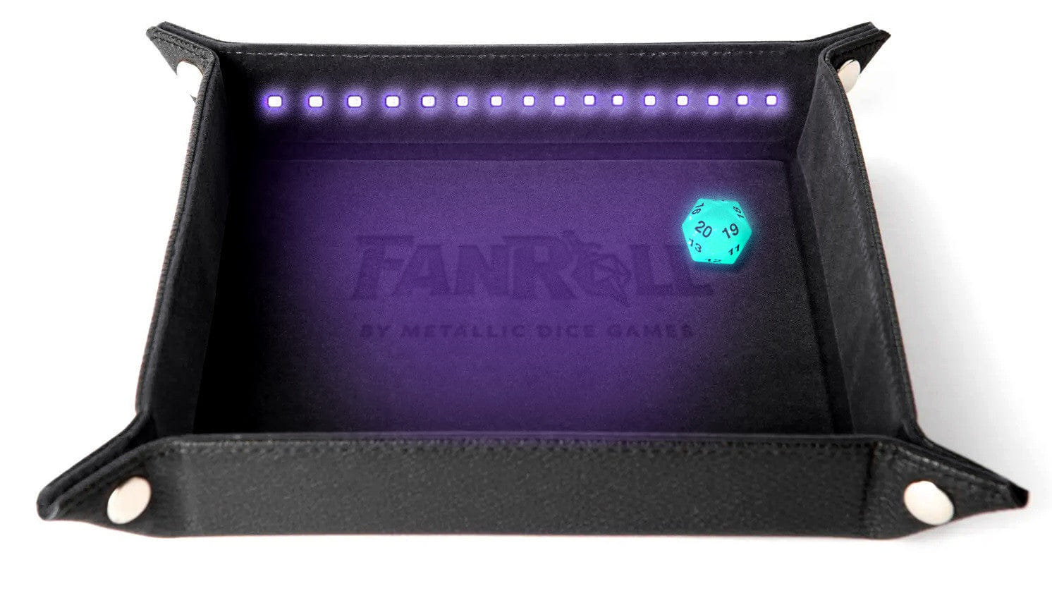 Fanroll by Metallic Dice Games MGD Blacklight Dice Tray with d20 Black