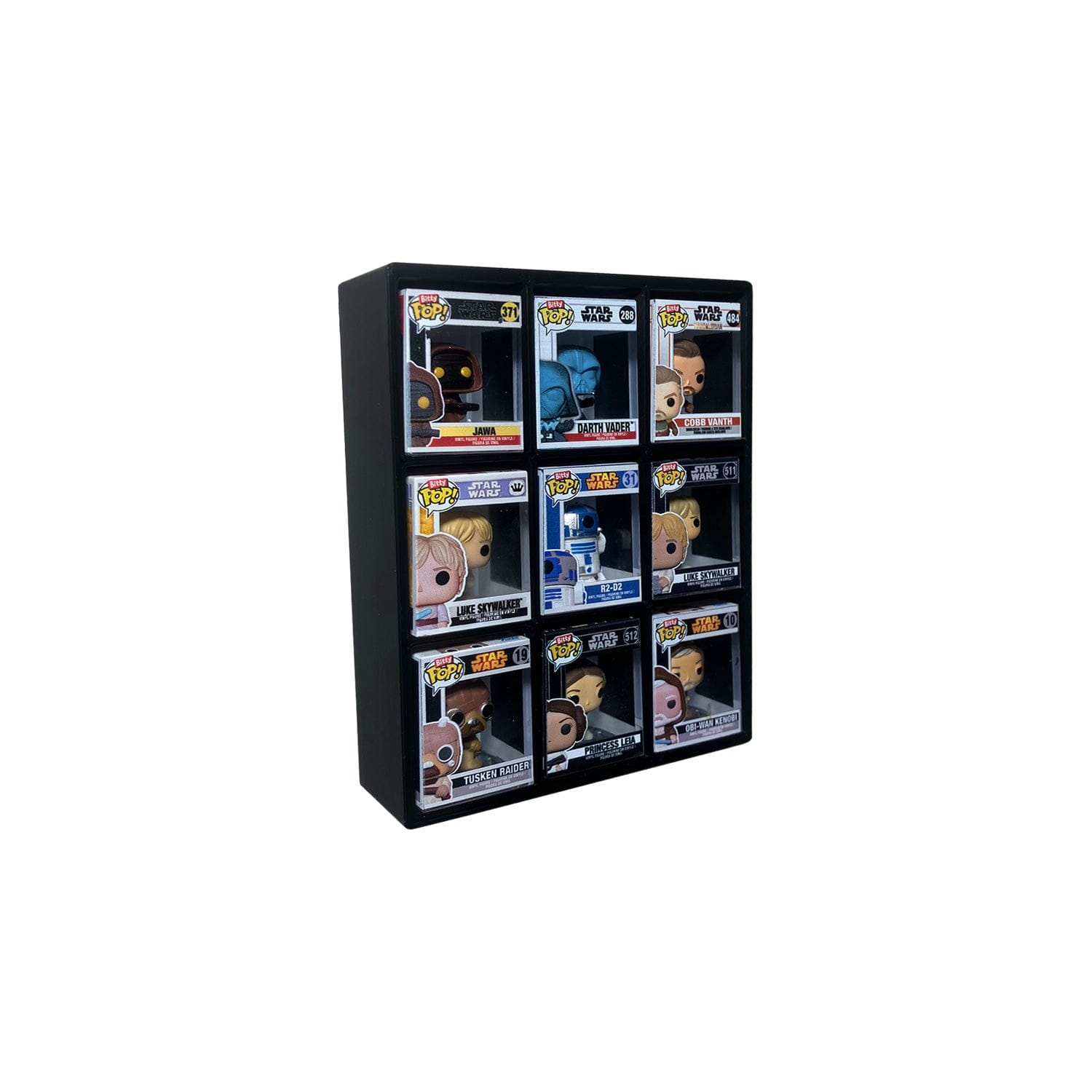 MK Kubbies BITTY KUBBIE BLACK (3x3) - Display Case for Funko Bitty Pops, Wall Mountable & Stackable Pop Shelf (3D Printed)