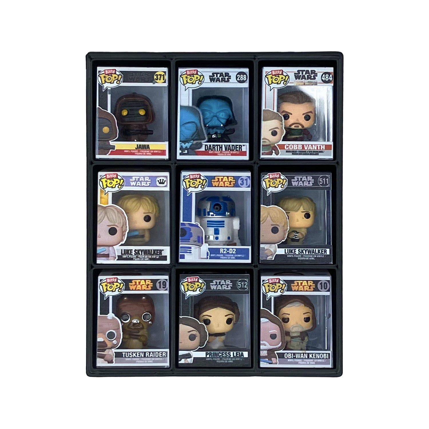 MK Kubbies BITTY KUBBIE BLACK (3x3) - Display Case for Funko Bitty Pops, Wall Mountable & Stackable Pop Shelf (3D Printed)