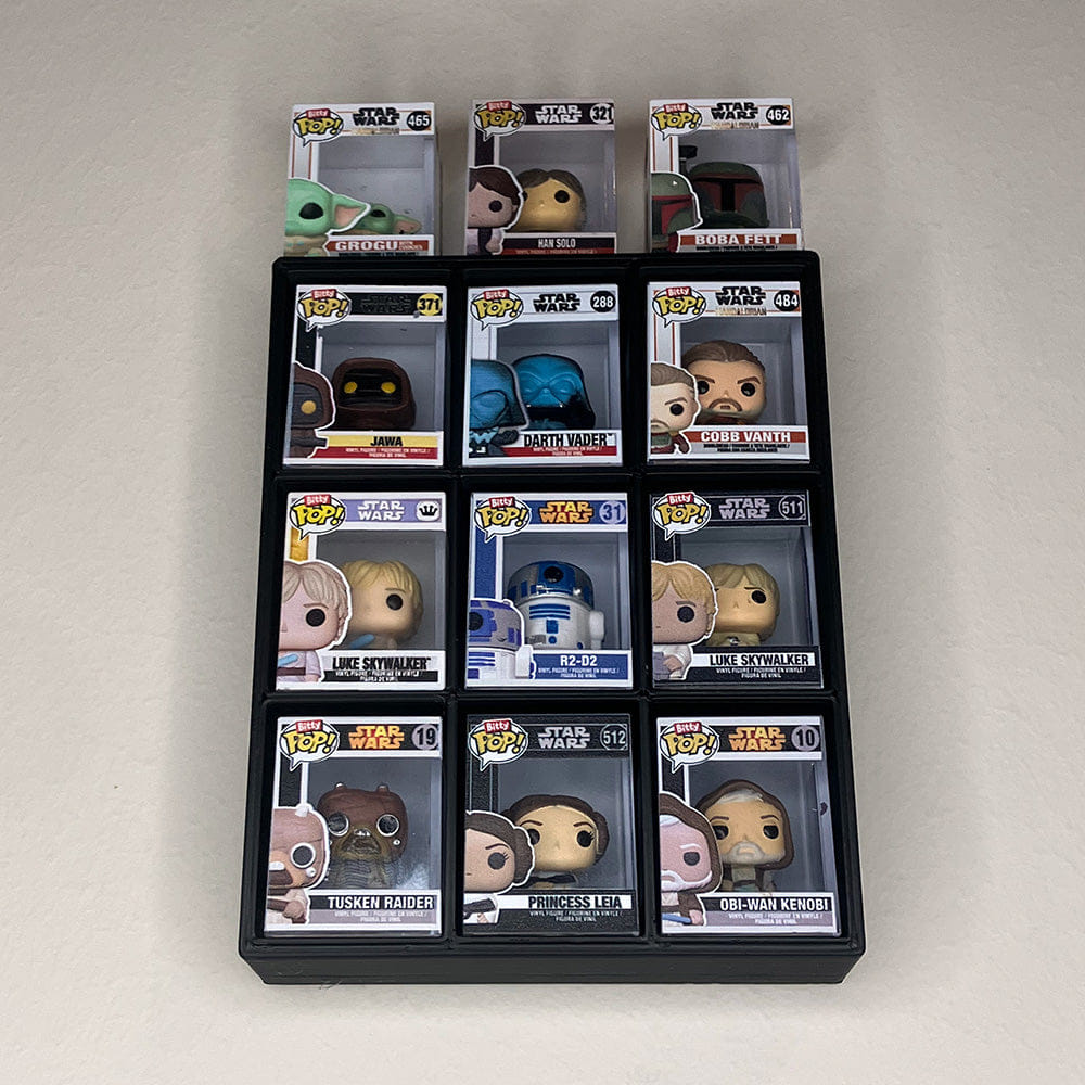 MK Kubbies BITTY KUBBIE BLACK (3x3) - Display Case for Funko Bitty Pops, Wall Mountable & Stackable Pop Shelf (3D Printed)