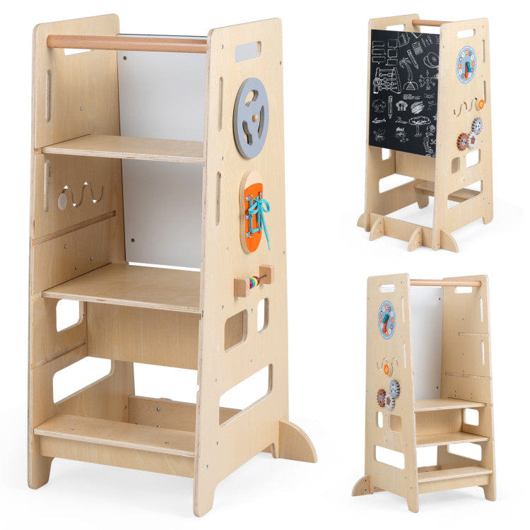 And Toddler Standing Tower with Adjustable Height and Blackboard