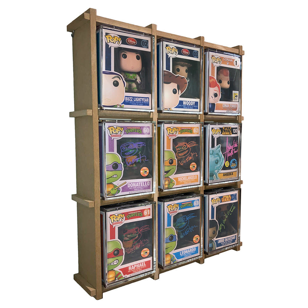 MK Kubbies KUBBIE ULTRA (3x3) - In Box Display Case for Funko Pops, Wall Mountable & Stackable Pop Shelf (MDF Wood)