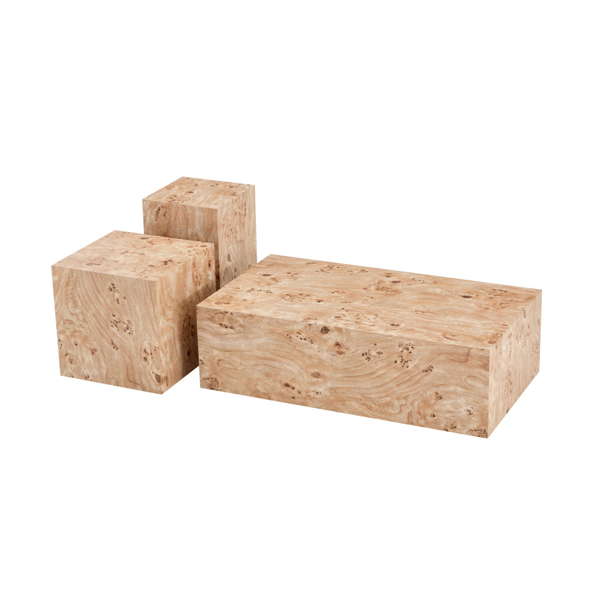 WOOD Streamdale Wood - Grain MDF Wabi - Sabi Square Coffee Table & Side Table (11.8"x11.8"x19.7")