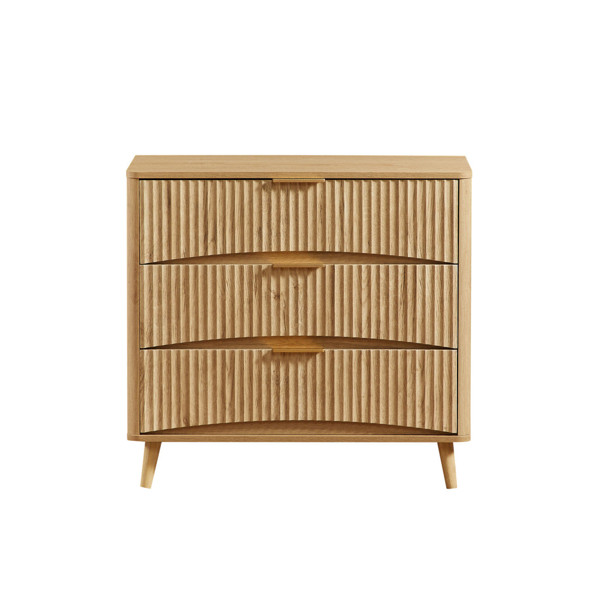 Drawer Streamdale Fluted 3 - Drawer Dresser Set of 2, Oak (31.5"W x 15"D x 30"H)