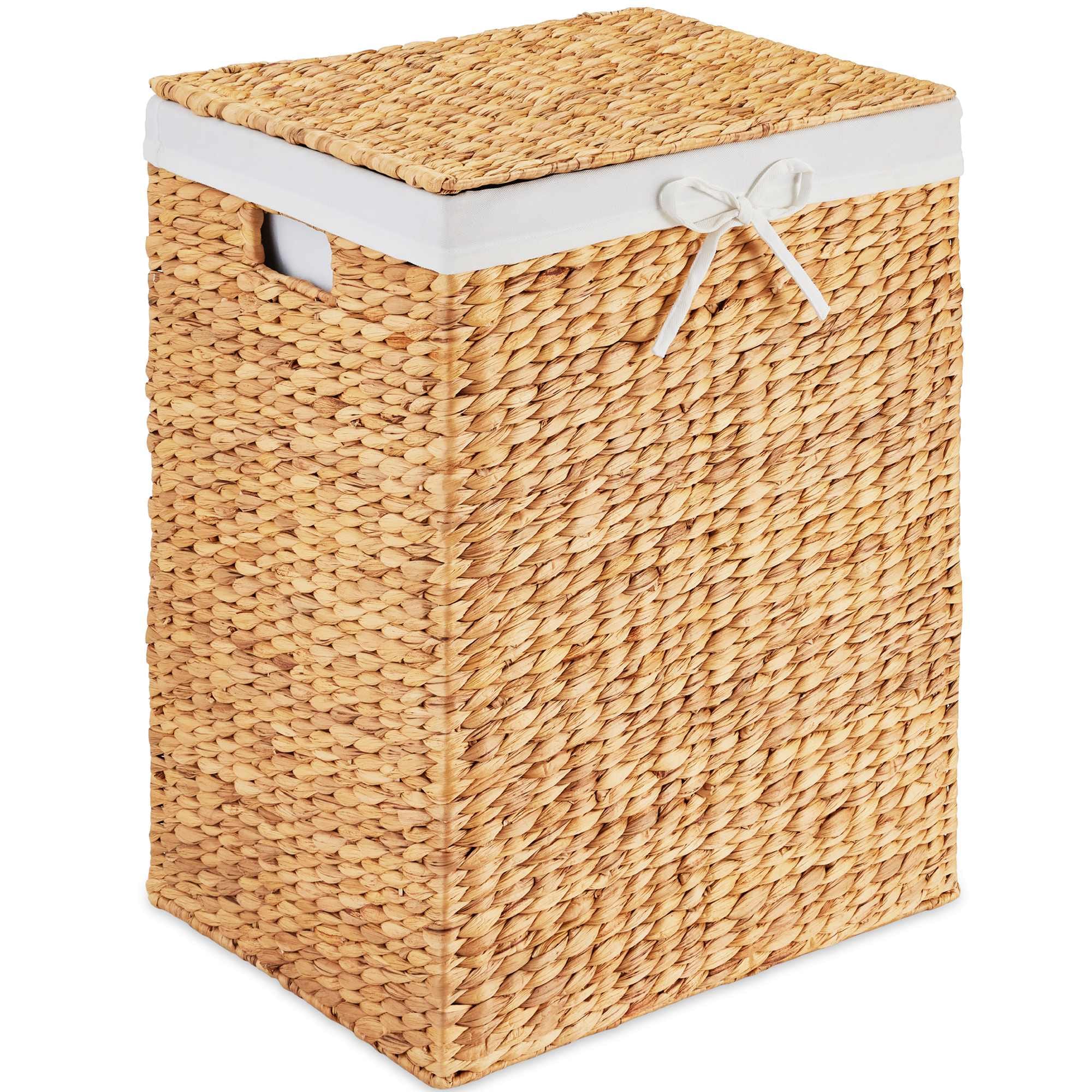HANDWOVEN Best Choice Products Laundry Hamper w/ Lid, Handwoven Laundry Basket, w/ Removable Liner & Built - in Handles