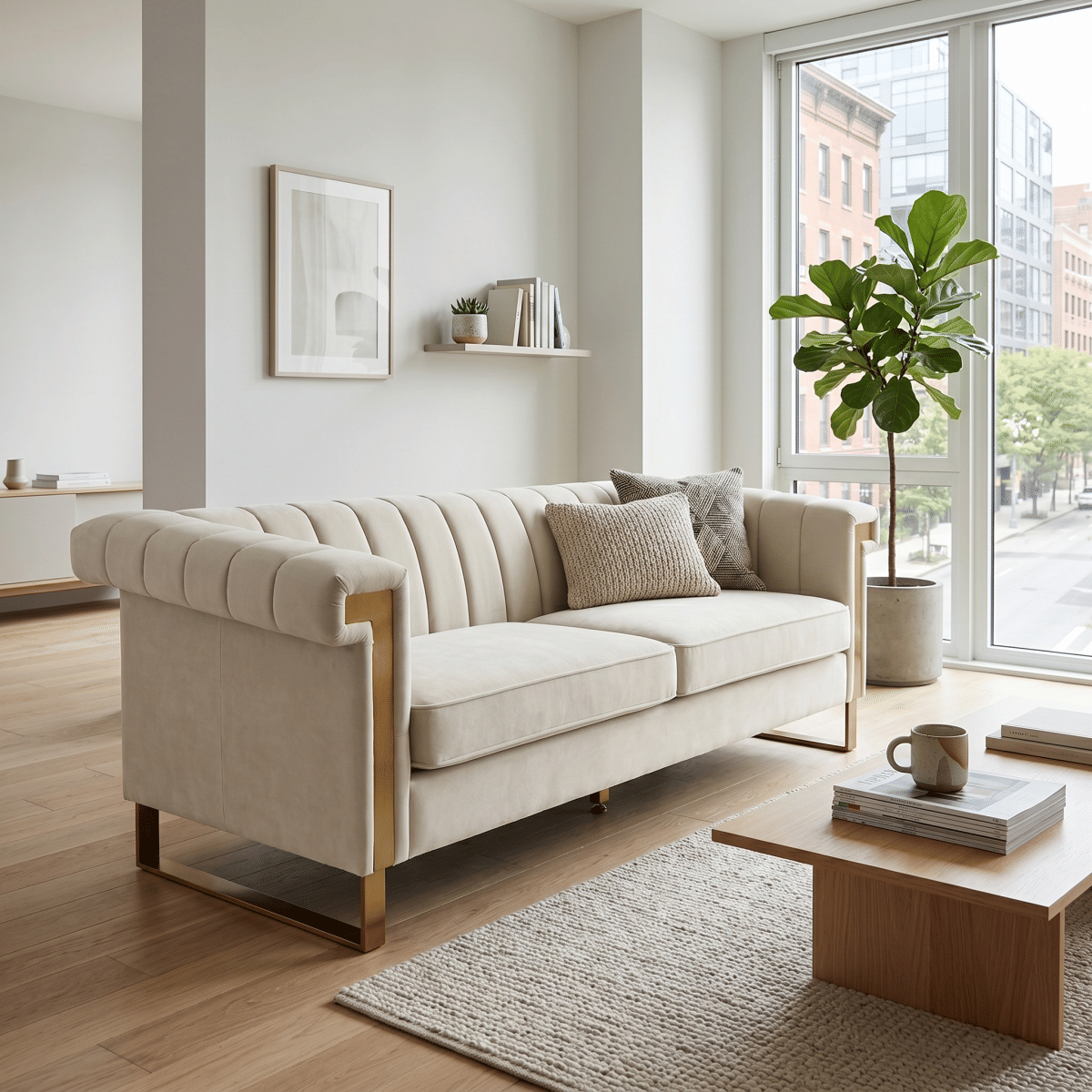 Chesterfield Streamdale Modern Velvet Chesterfield Sofa with Gold Accents and Channel Tufting