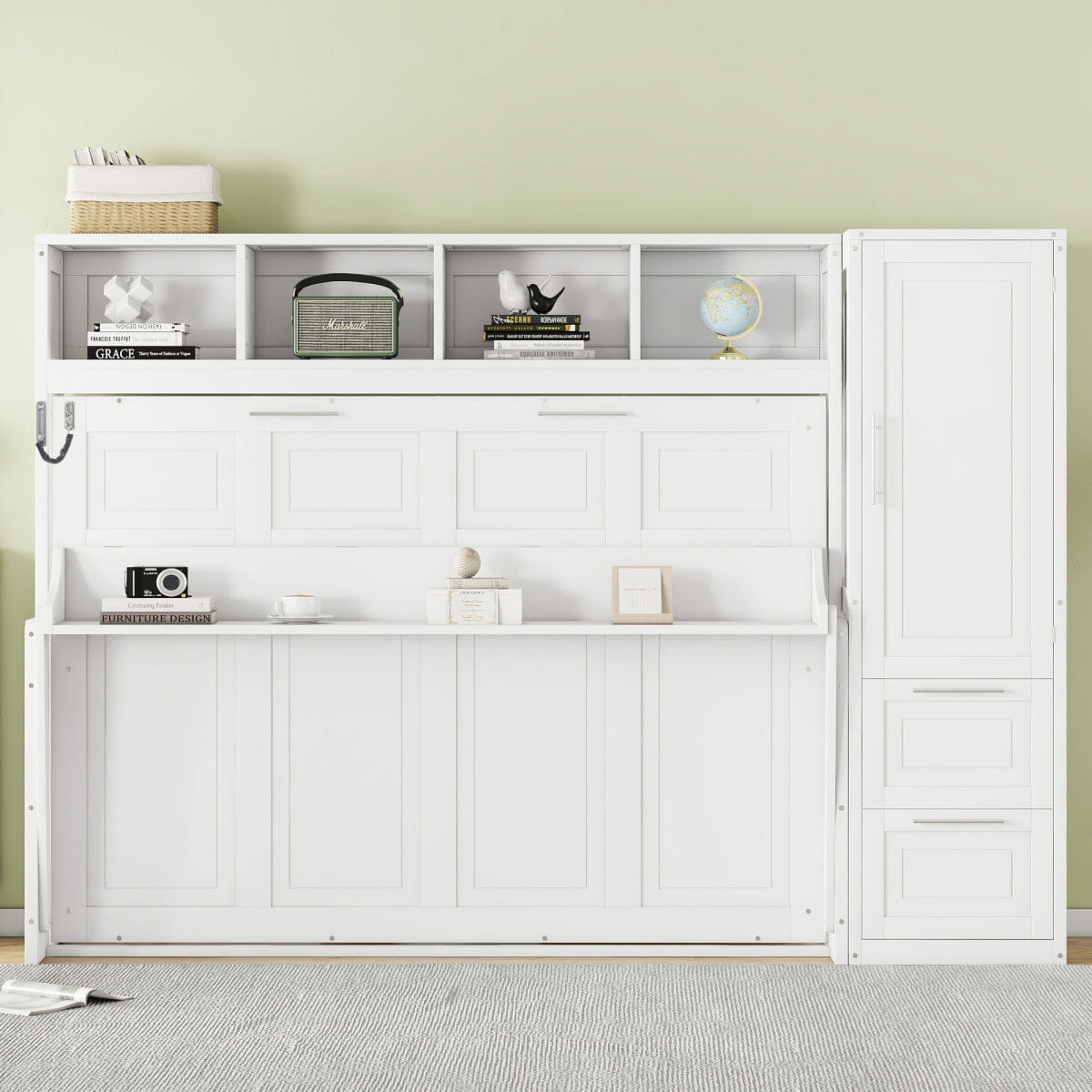 Closet Streamdale Full Size Murphy Bed with Closet and Drawers, White
