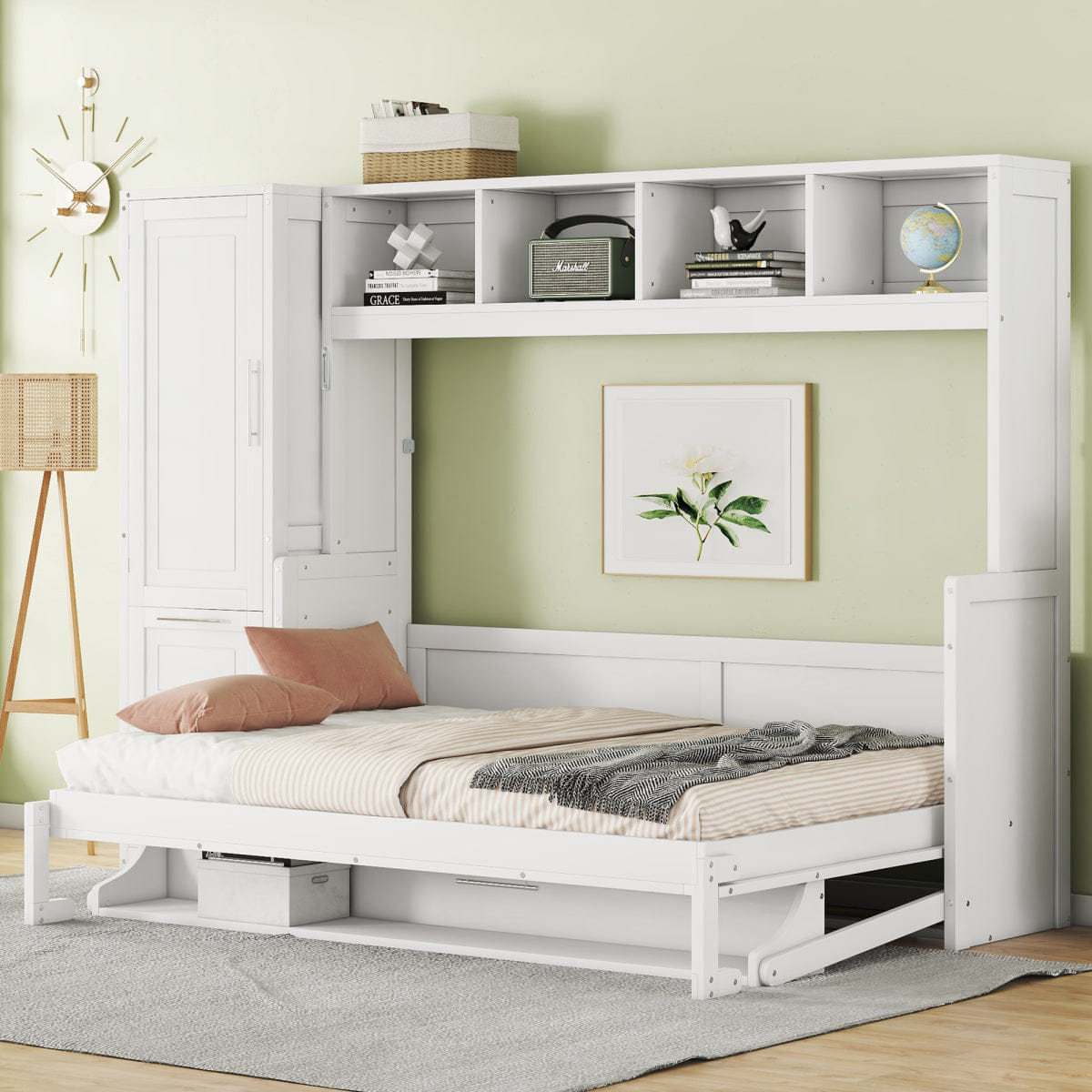 Closet Streamdale Full Size Murphy Bed with Closet and Drawers, White