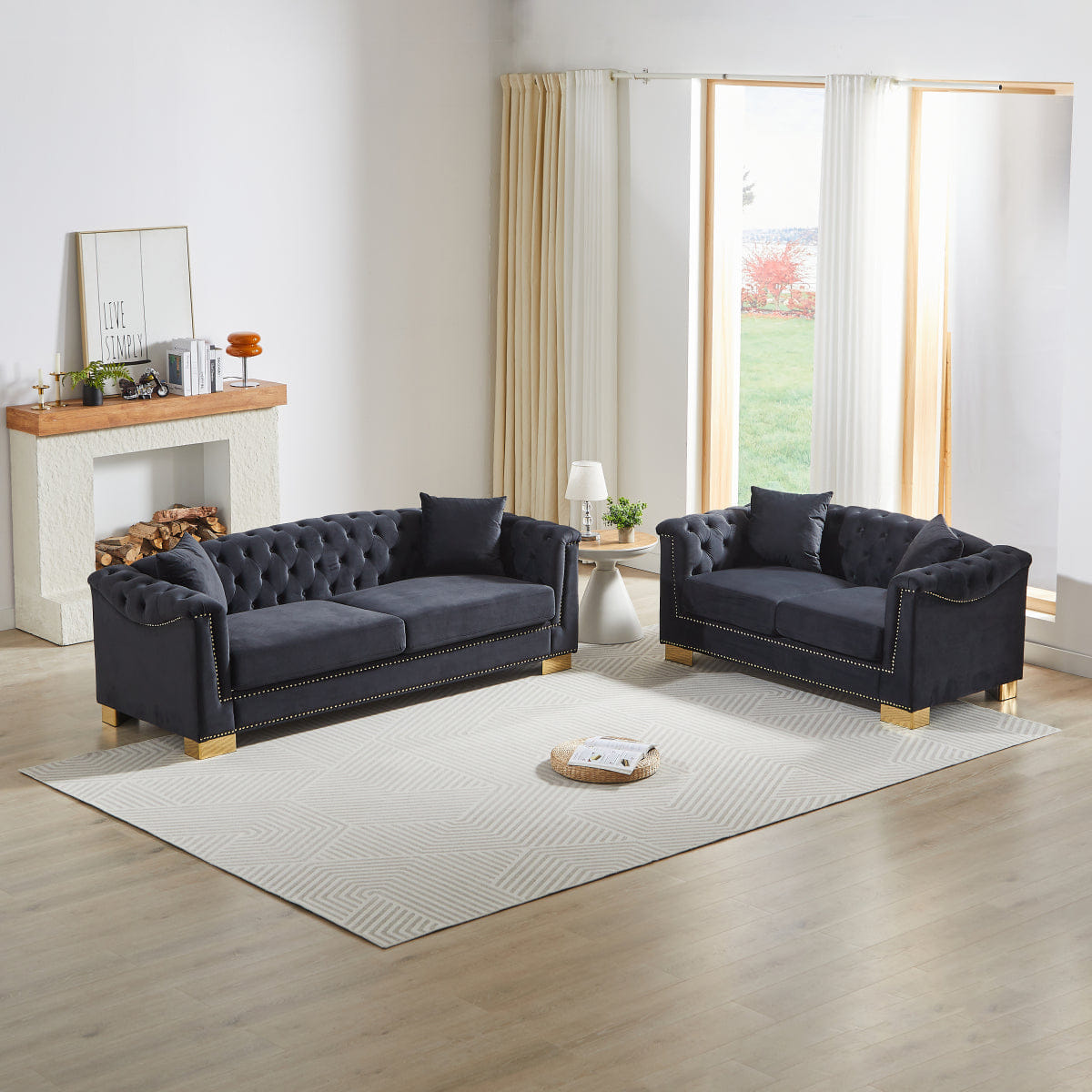 Chesterfield Streamdale Chesterfield Velvet 3+2 Seater Sofa Combination Set