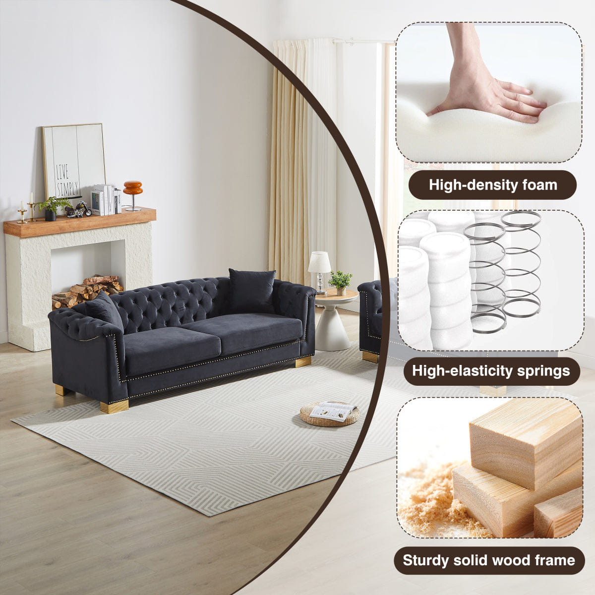 Chesterfield Streamdale Chesterfield Velvet 3+2 Seater Sofa Combination Set