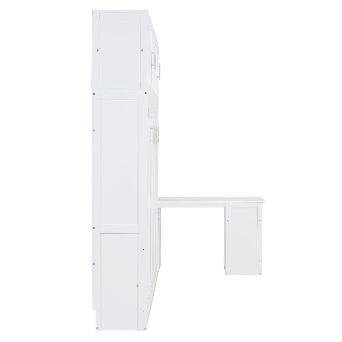WHITE* Streamdale Queen Murphy Bed with Desk, Storage Shelves and Cabinets, White