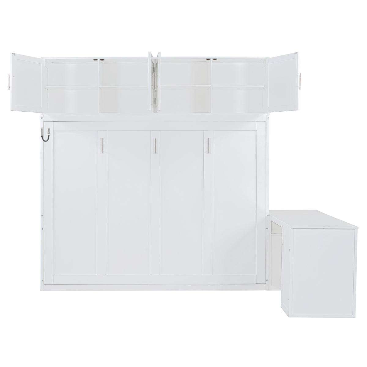 WHITE* Streamdale Queen Murphy Bed with Desk, Storage Shelves and Cabinets, White