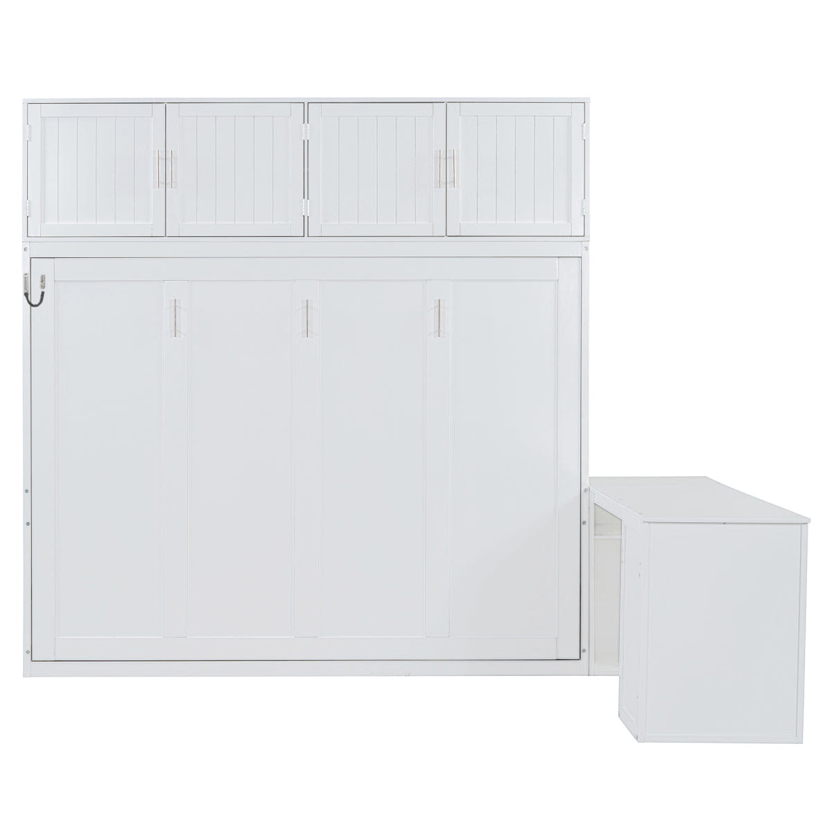 WHITE* Streamdale Queen Murphy Bed with Desk, Storage Shelves and Cabinets, White
