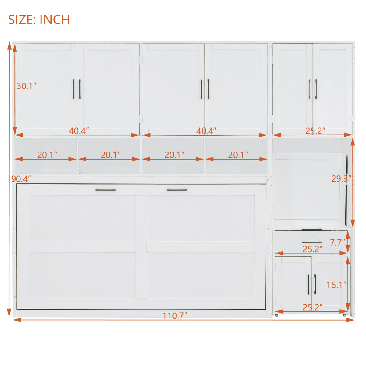 Closet Streamdale Twin Murphy Bed with Closet, Drawers & Desk - White