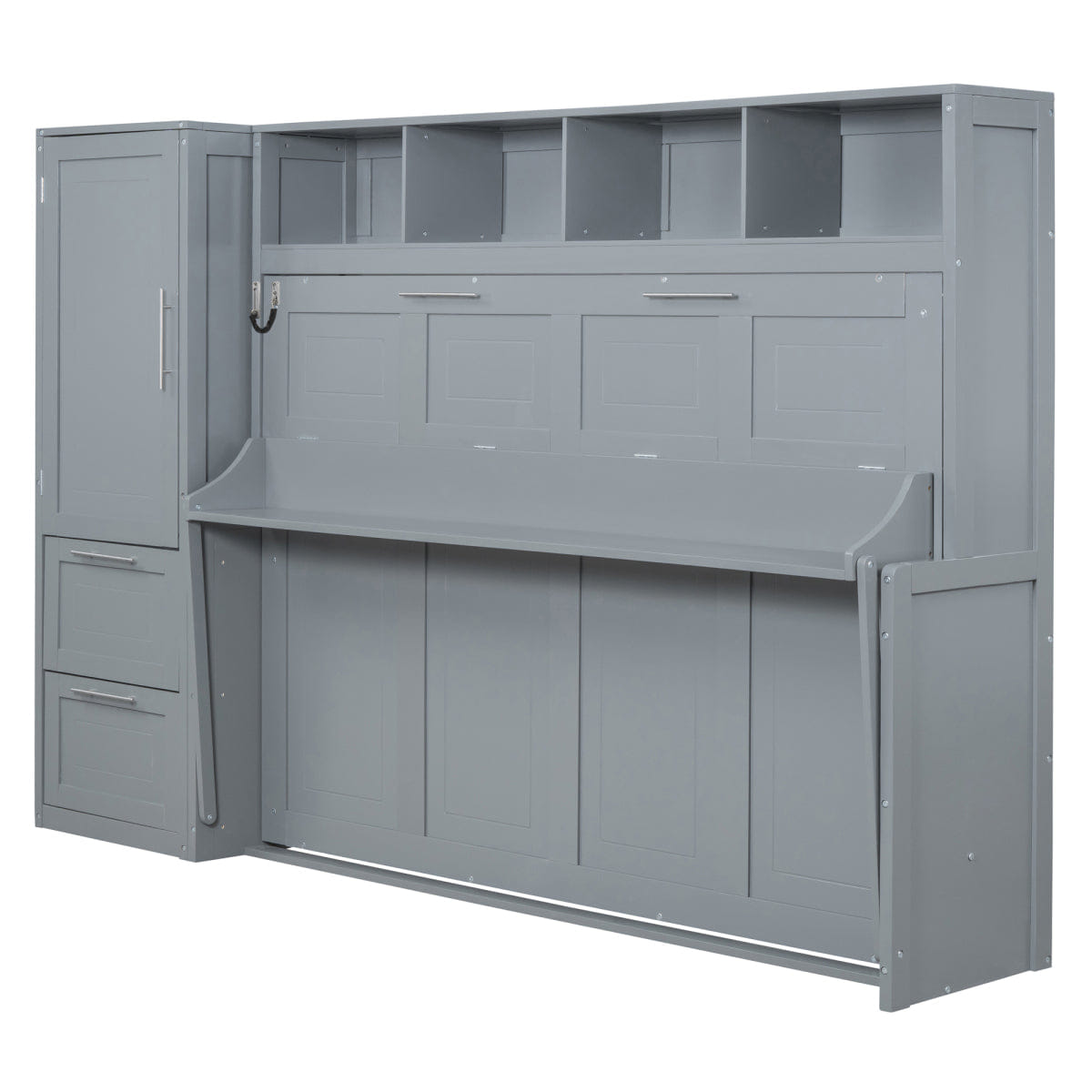 Closet Streamdale Full Size Murphy Bed with Closet and Drawers, Gray
