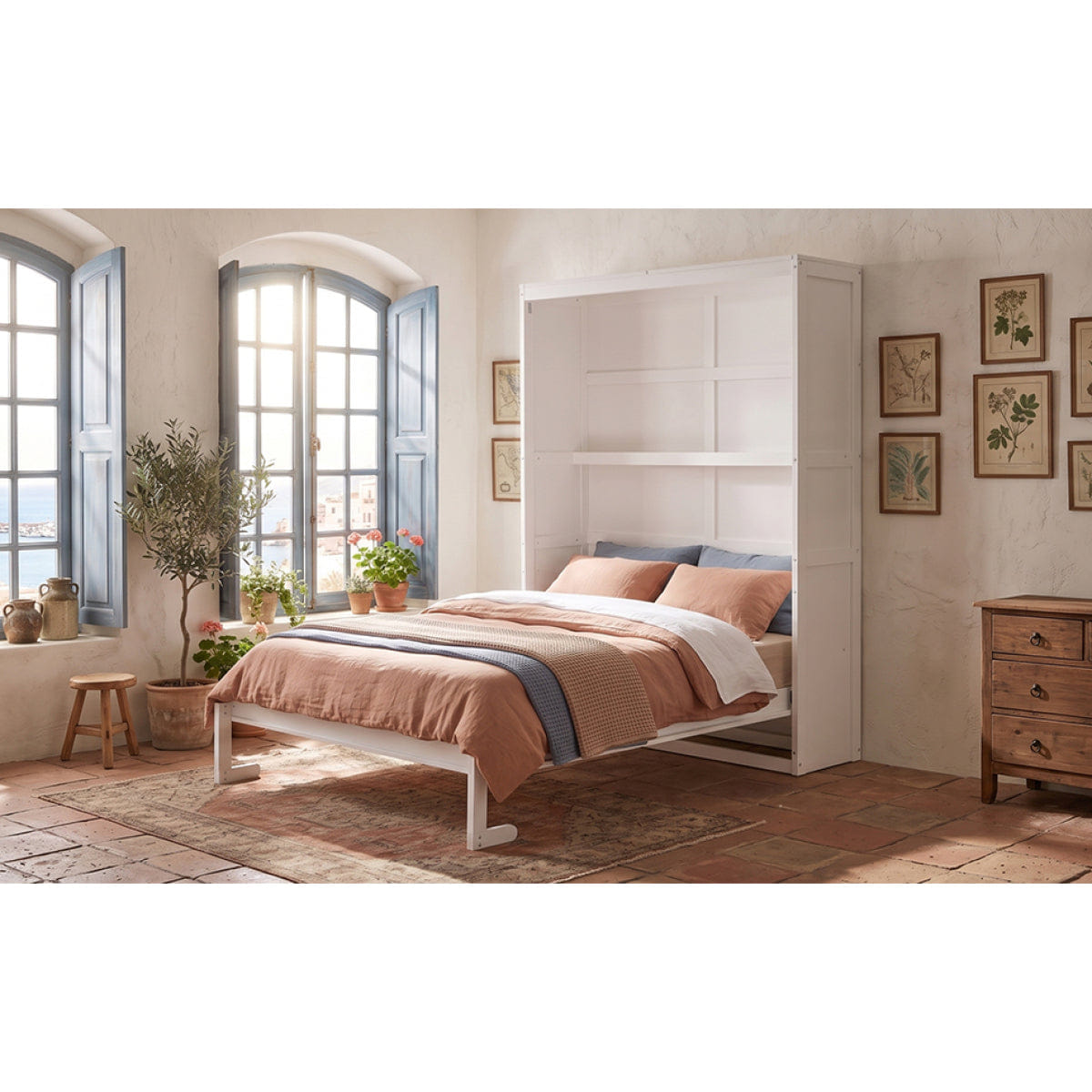 WHITE* Streamdale Full Size Murphy Bed Wall Bed with Shelves,White