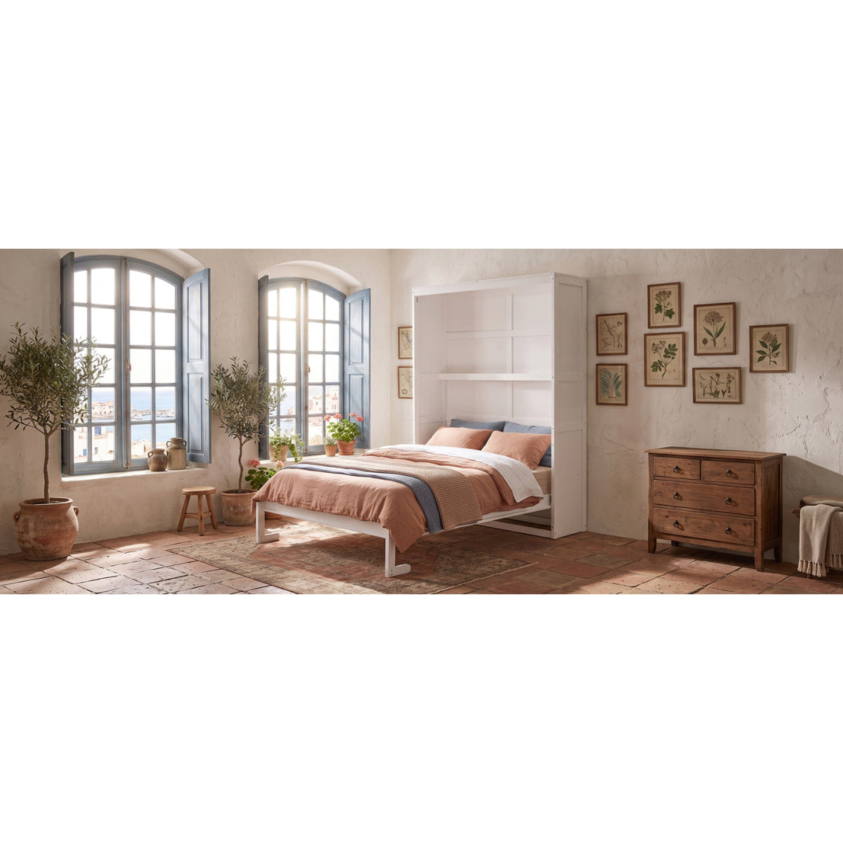 WHITE* Streamdale Full Size Murphy Bed Wall Bed with Shelves,White