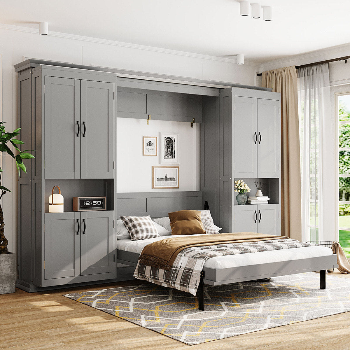 DUAL Streamdale Full - size Murphy Bed with Dual Sliding Storage Cabinets - Gray