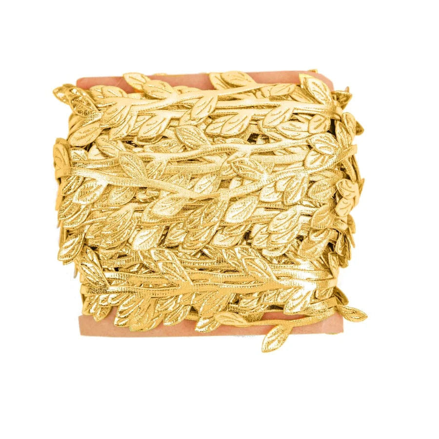 Garland 67ft Olive Gold Leaf Ribbon Trim, Artificial Vines Leaf Garland For DIY Craft Party Wedding Home Decor