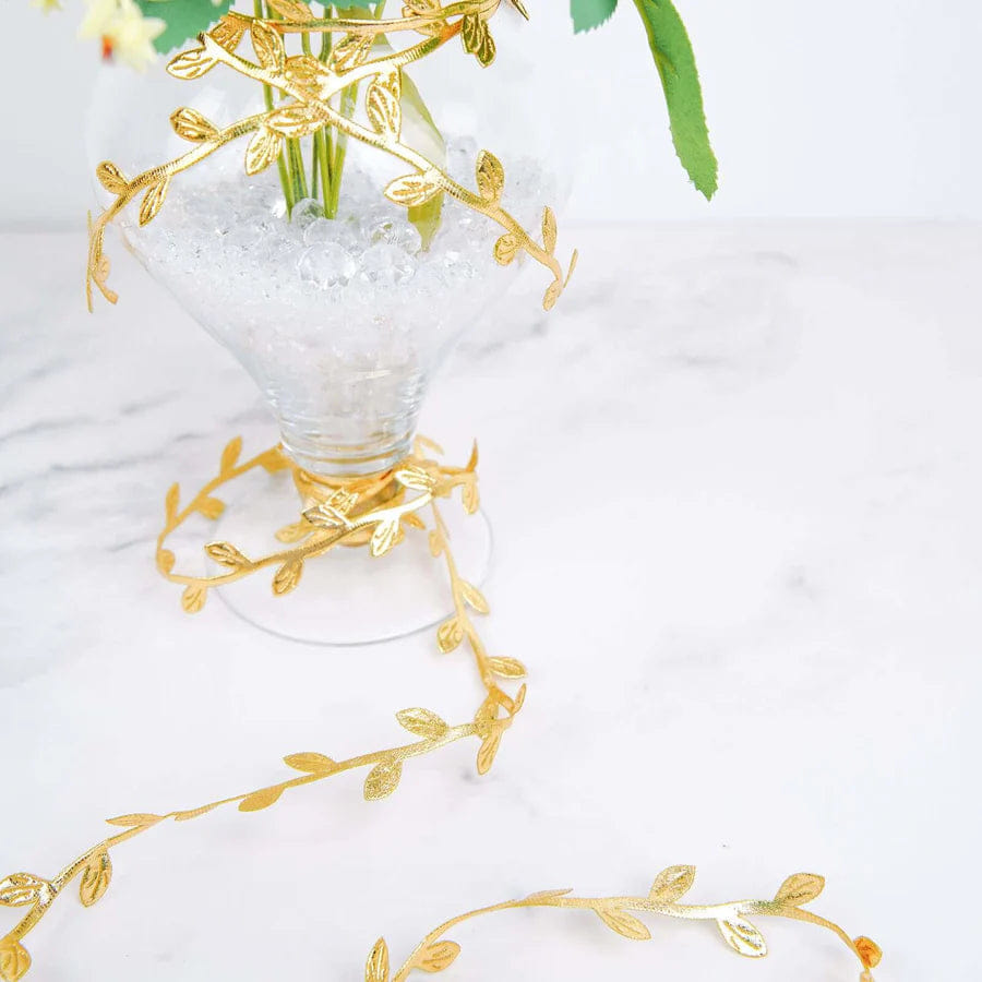Garland 67ft Olive Gold Leaf Ribbon Trim, Artificial Vines Leaf Garland For DIY Craft Party Wedding Home Decor