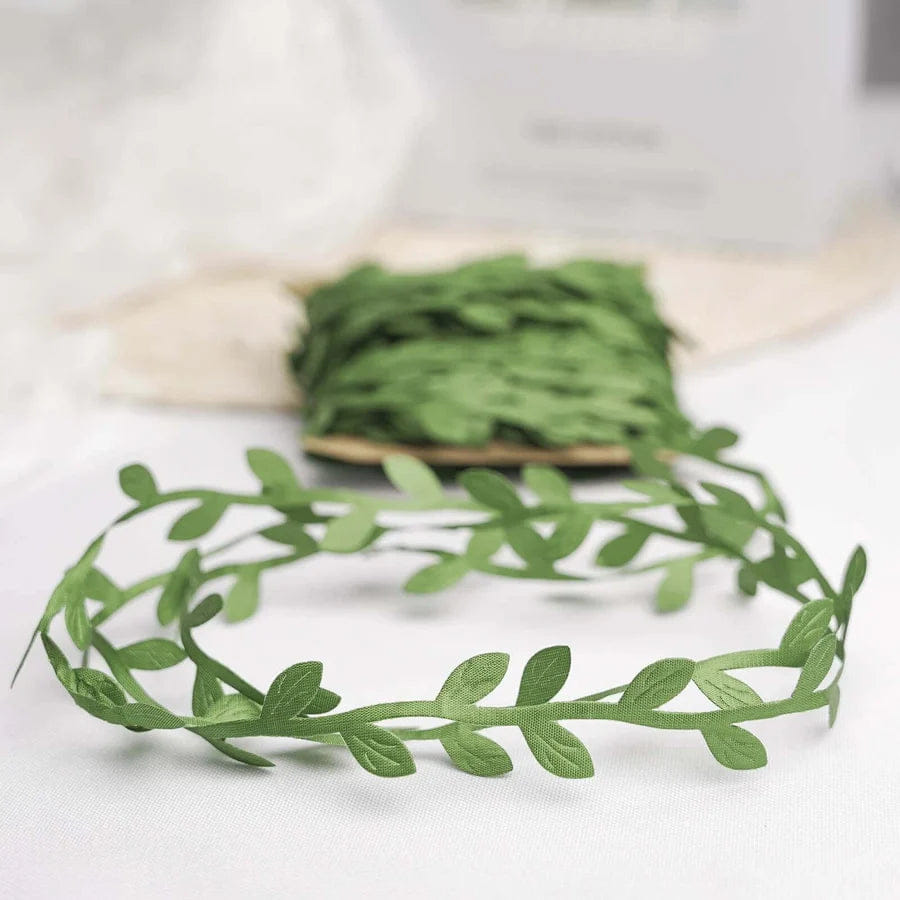 Garland 67FT Olive Green Leaf Ribbon Trim, Artificial Vines Leaf Garland For DIY Craft Party Wedding Home Decor