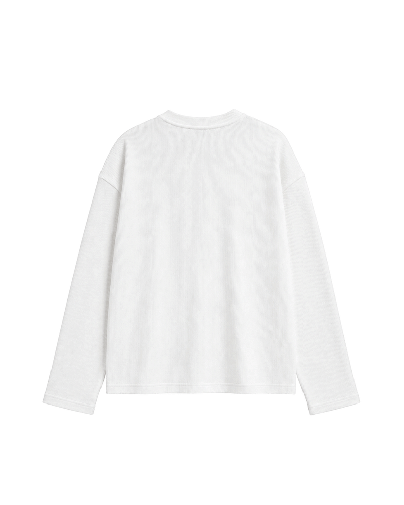 HASHWAY ARCHIVES EMBROIDERED HENLEY WAFFLE T-SHIRT - WHITE