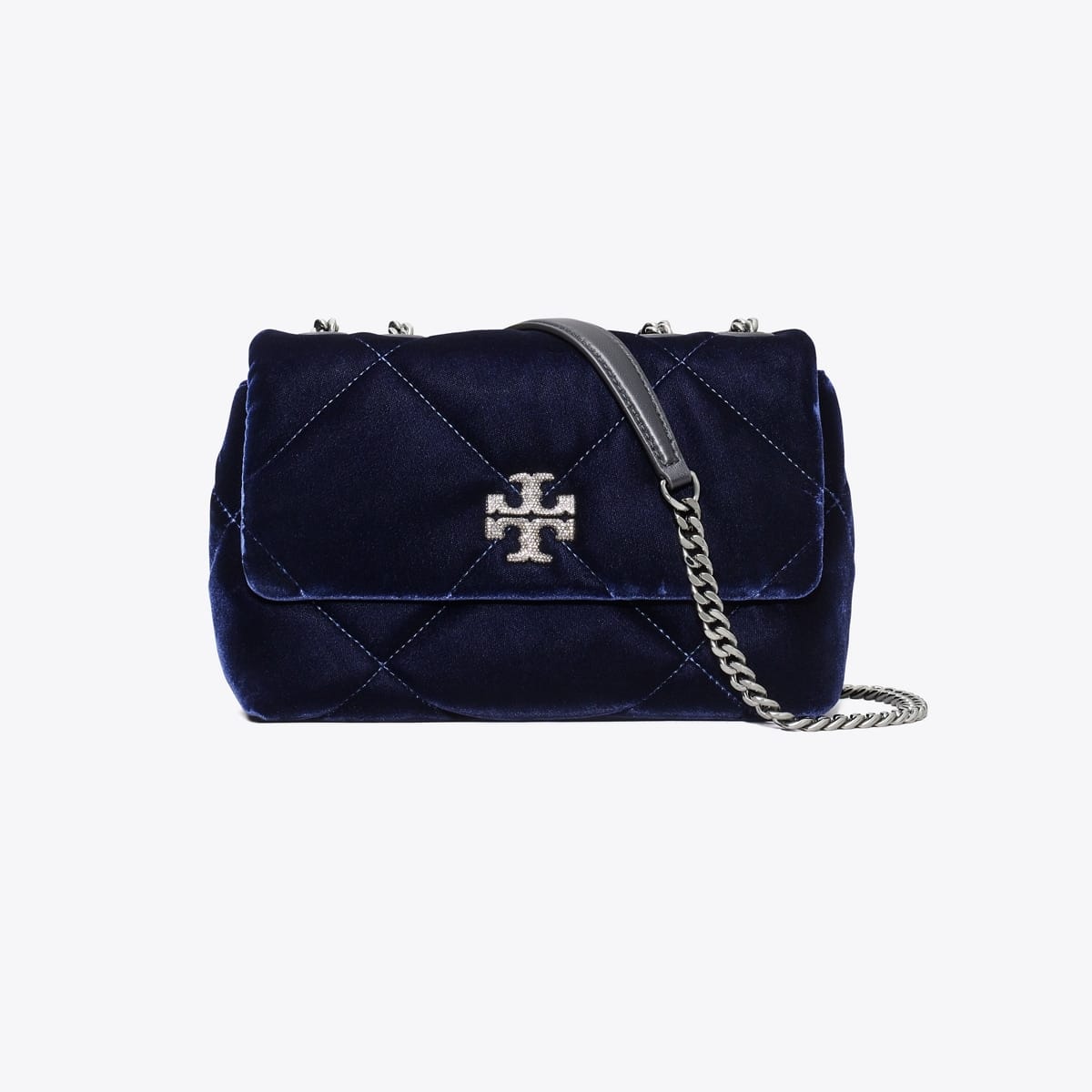 Small Kira Diamond Quilt Velvet Pavé Shoulder Bag
