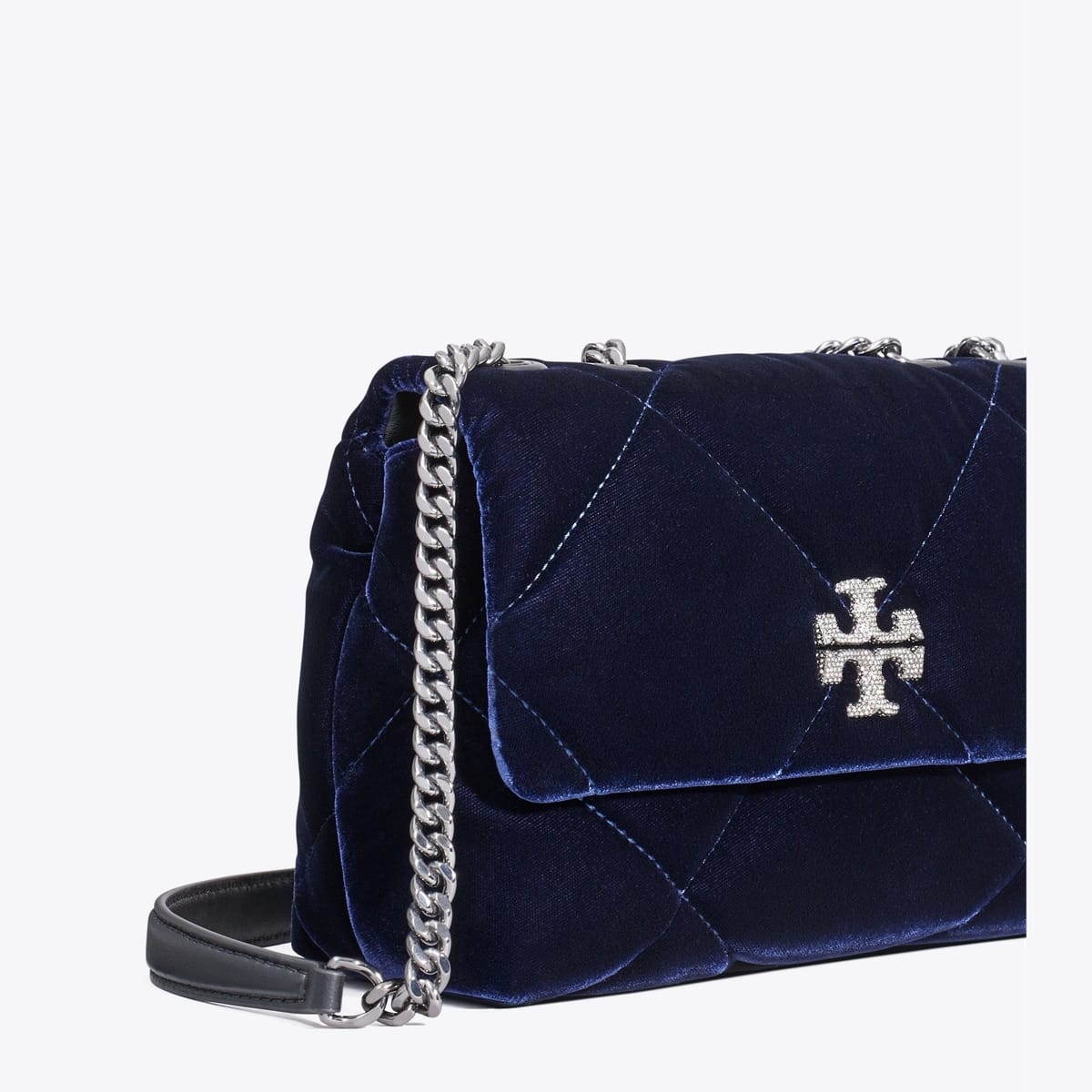 Small Kira Diamond Quilt Velvet Pavé Shoulder Bag