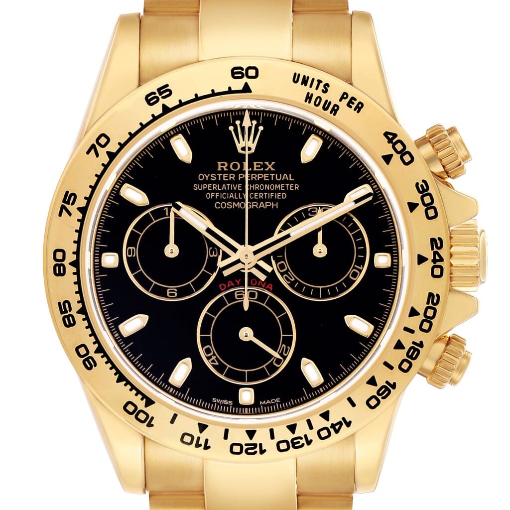 Cosmograph Daytona (Reference 116508). A 40mm yellow gold automatic wristwatch with chronograph. 2019