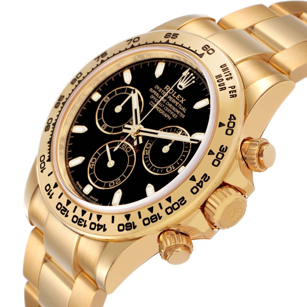 Cosmograph Daytona (Reference 116508). A 40mm yellow gold automatic wristwatch with chronograph. 2019