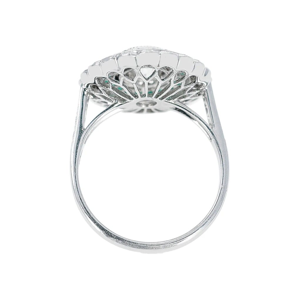 Vintage Platinum, Emerald and Diamond Ring