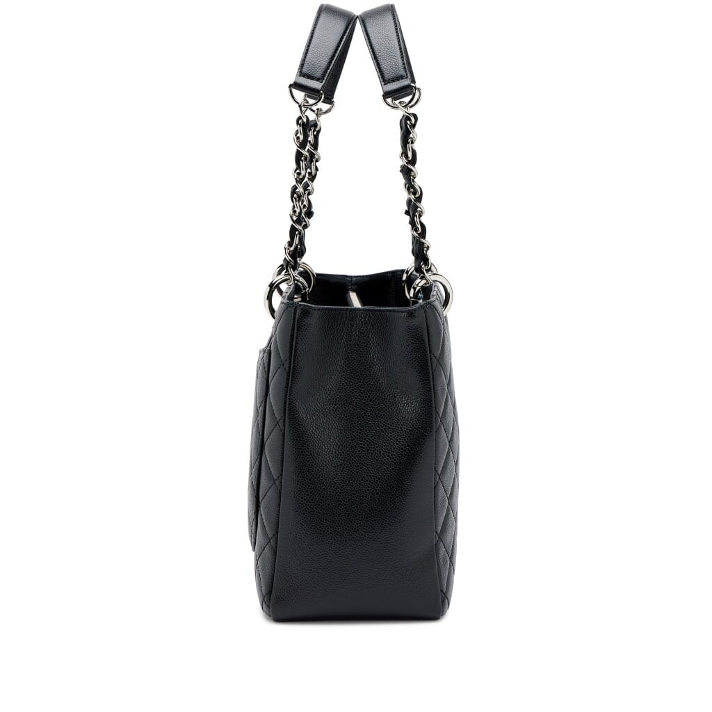 Black Quilted Caviar Timeless Grand Shopping Tote Silver Hardware, 2013-2014