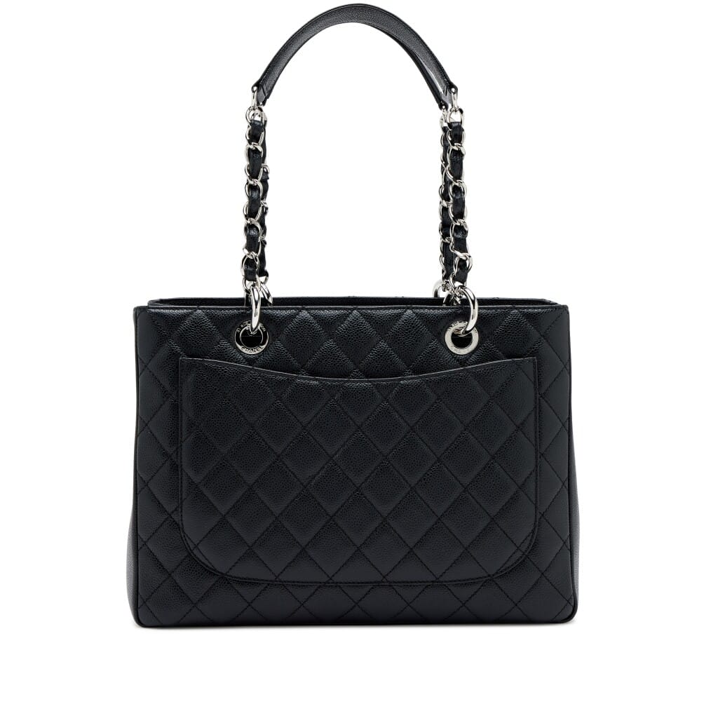 Black Quilted Caviar Timeless Grand Shopping Tote Silver Hardware, 2013-2014